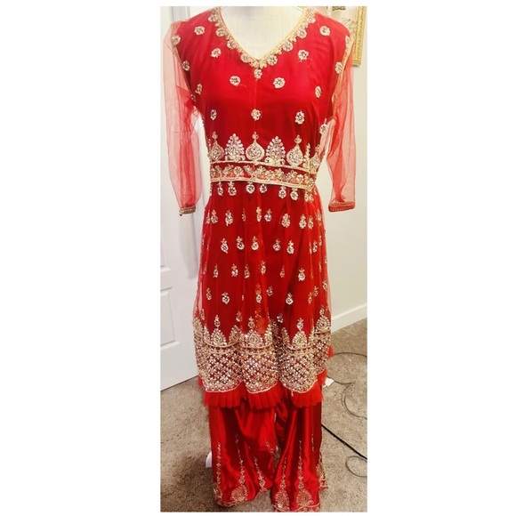 Fancy Party Pakistani Indian Dress Salwar Kameez L / XL / 44 Frock Peplum - Picture 5 of 8